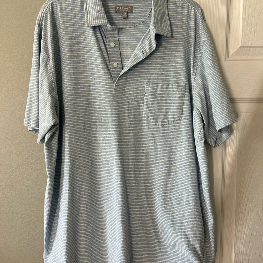 Men’s Fish Hippie Co Sky Blue Striped Polo